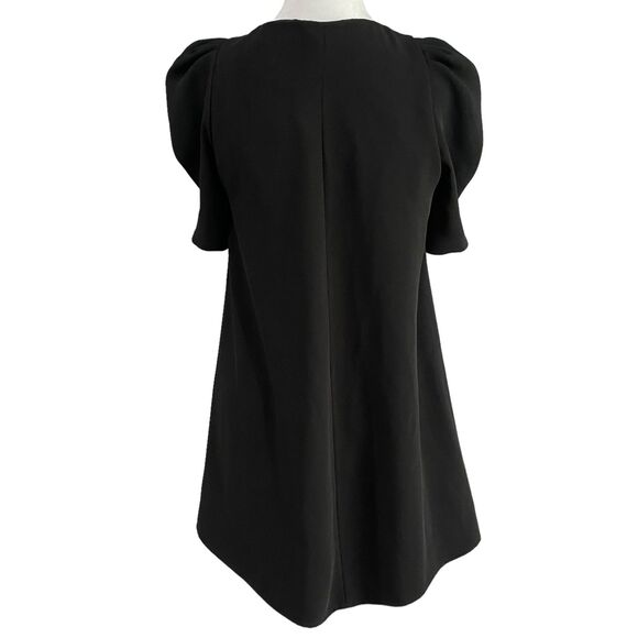 Zara Women Black Short Puff Sleeves Short Mini Dress Flowy V Neck XS - Picture 7 of 14